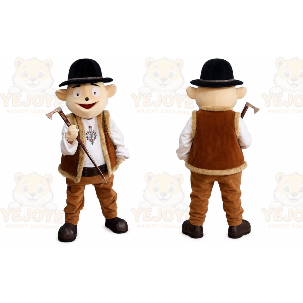 Brown Lumberjack Mascot Costume with Custom Logo