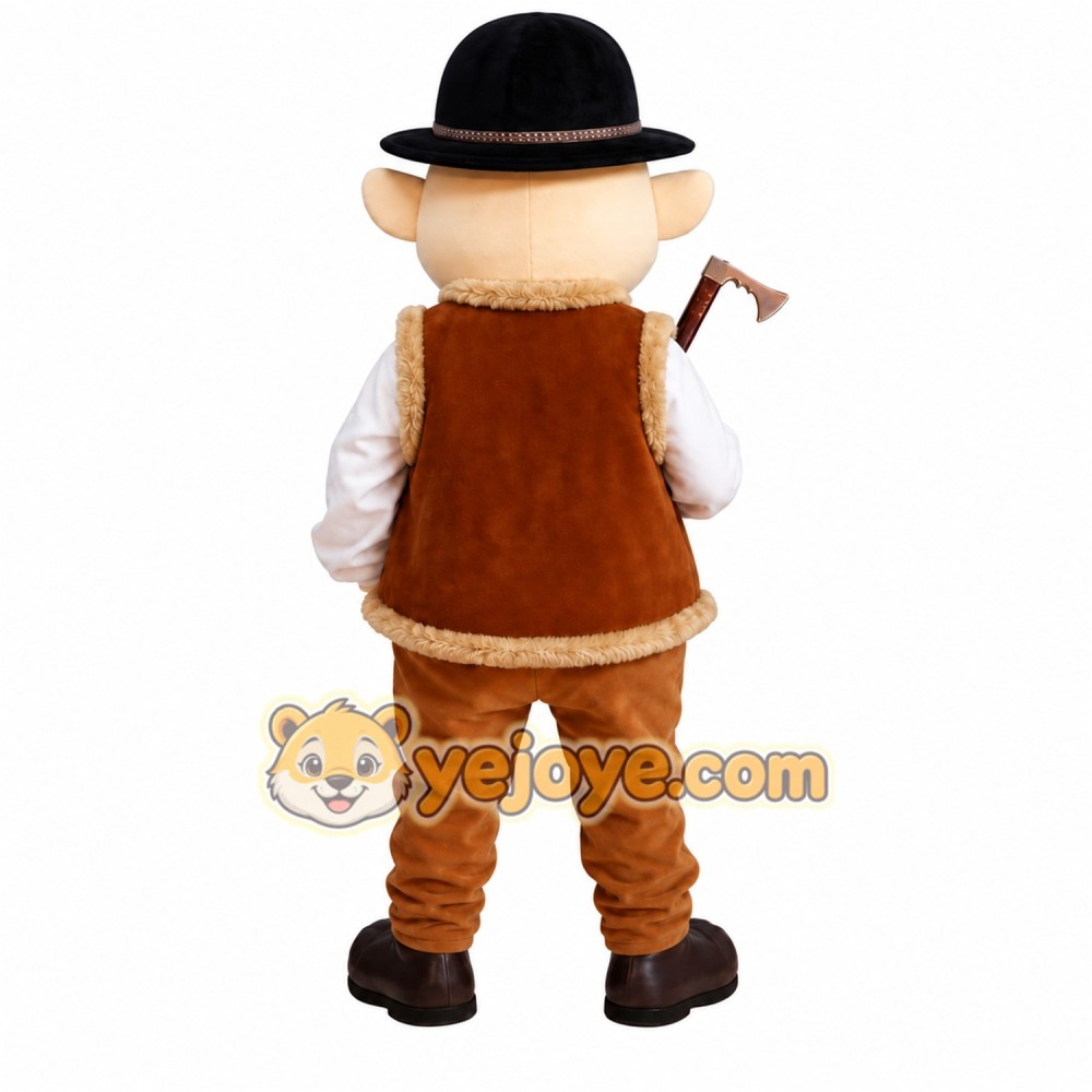 Brown Lumberjack Mascot Costume with Custom Logo Brown Lumberjack Mascot Costume with Custom Logo