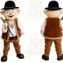 Brown Lumberjack Mascot Costume with Custom Logo