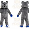 Gray Bulldog Mascot Costume with Custom Logo