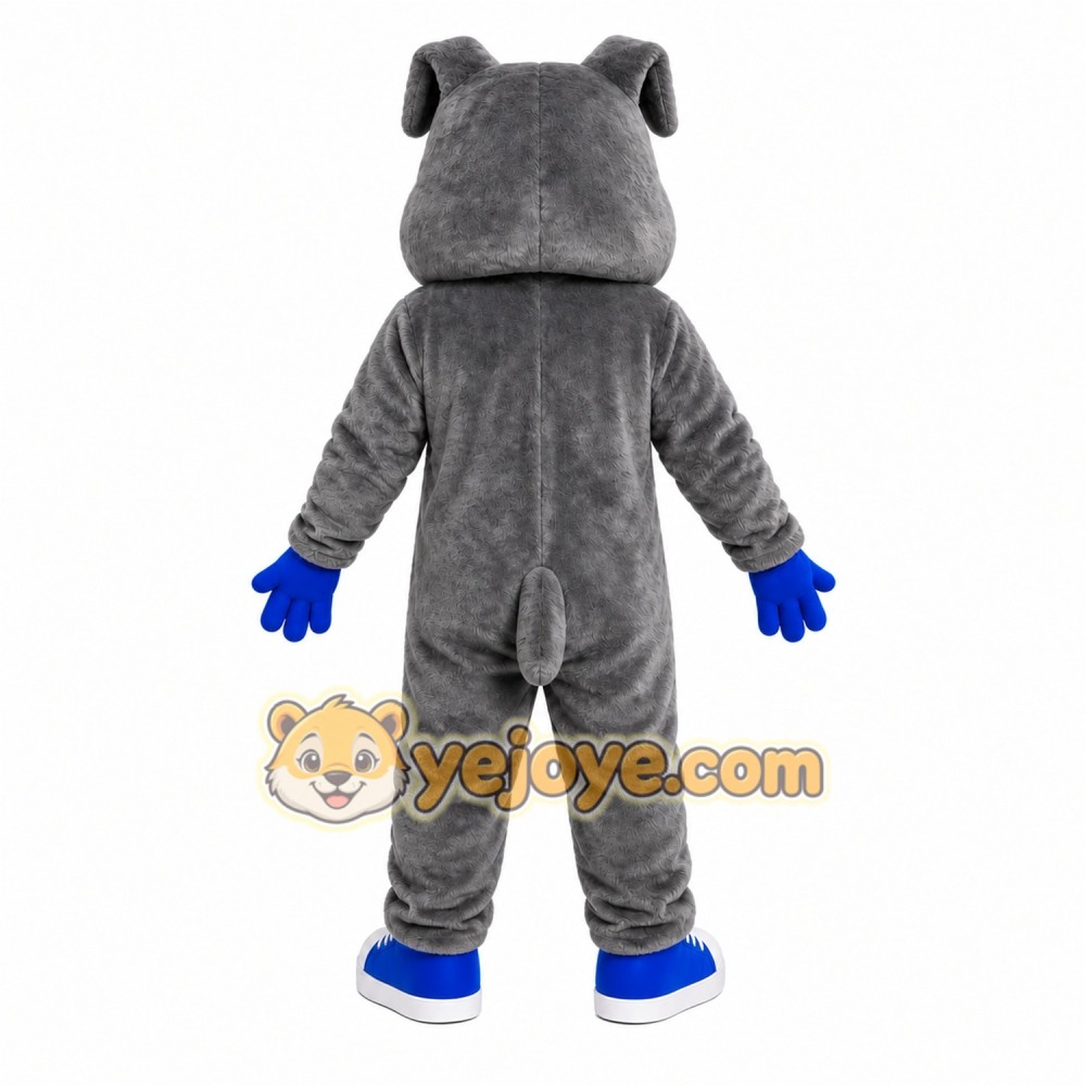 Gray Bulldog Mascot Costume with Custom Logo Gray Bulldog Mascot Costume with Custom Logo