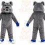 Gray Bulldog Mascot Costume with Custom Logo