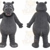 Gray Hippopotamus Mascot Costume with Custom Logo