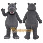 Gray Hippopotamus Mascot Costume with Custom Logo