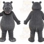 Gray Hippopotamus Mascot Costume with Custom Logo