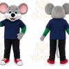 Gray Mouse Mascot Costume with Custom Logo