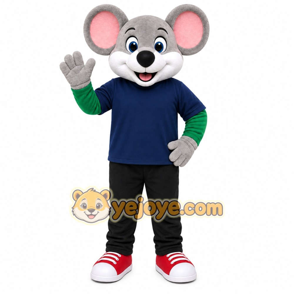 Gray Mouse Mascot Costume with Custom Logo Gray Mouse Mascot Costume with Custom Logo