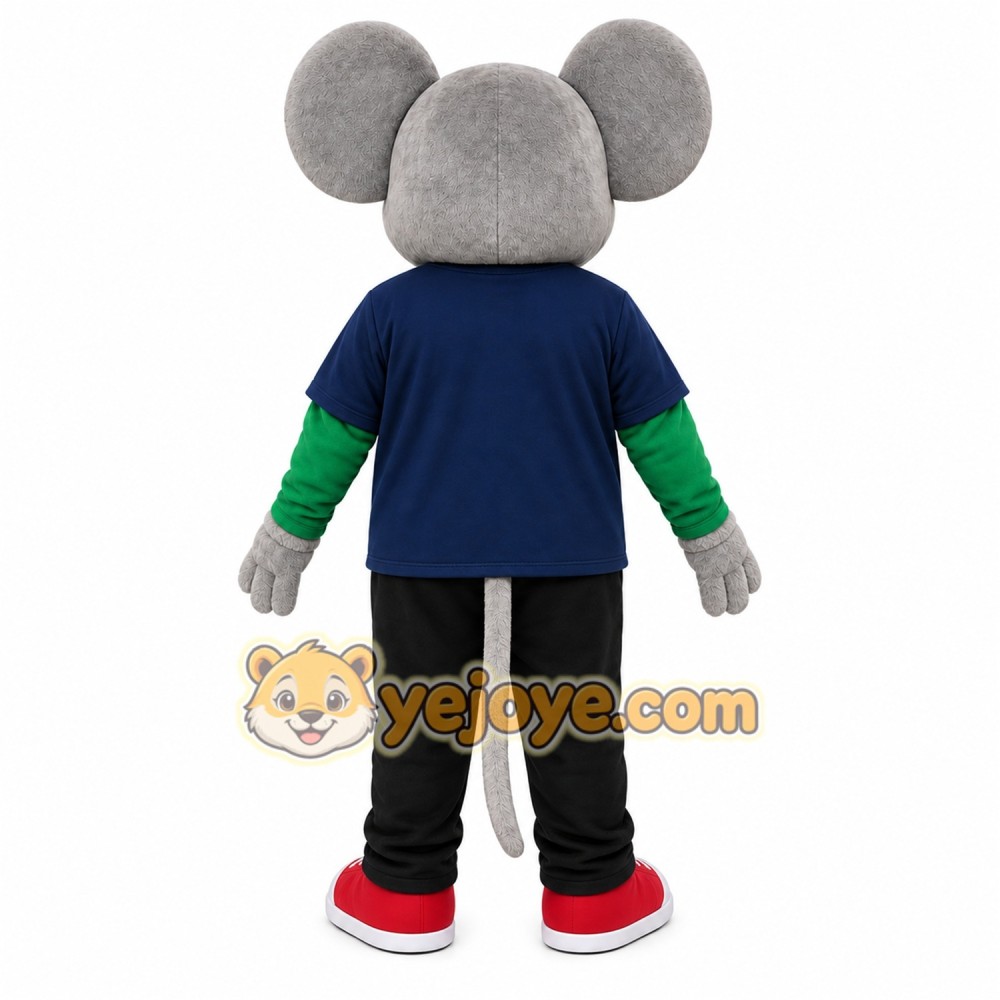 Gray Mouse Mascot Costume with Custom Logo Gray Mouse Mascot Costume with Custom Logo