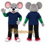 Gray Mouse Mascot Costume with Custom Logo
