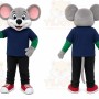 Gray Mouse Mascot Costume with Custom Logo