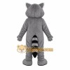 Gray Raccoon Mascot Costume with Custom Logo