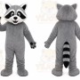 Gray Raccoon Mascot Costume with Custom Logo