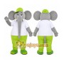 Gray Elephant Mascot Costume with Custom Logo