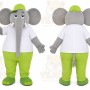 Gray Elephant Mascot Costume with Custom Logo