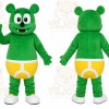 Green Bear Mascot Costume with Custom Logo