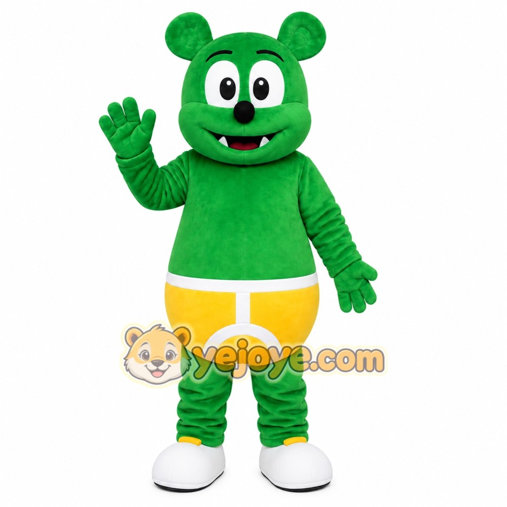 Green Bear Mascot Costume with Custom Logo Green Bear Mascot Costume with Custom Logo