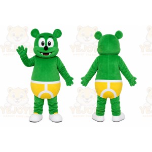 Green Bear Mascot Costume with Custom Logo