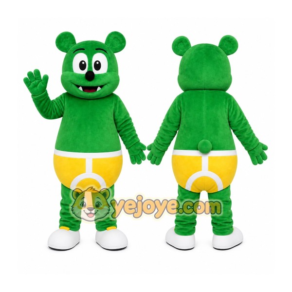 Green Bear Mascot Costume with Custom Logo
