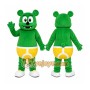 Green Bear Mascot Costume with Custom Logo