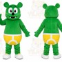 Green Bear Mascot Costume with Custom Logo