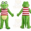 Green Alligator Mascot Costume with Custom Logo