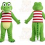 Green Alligator Mascot Costume with Custom Logo