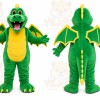 Green Dragon Mascot Costume with Custom Logo
