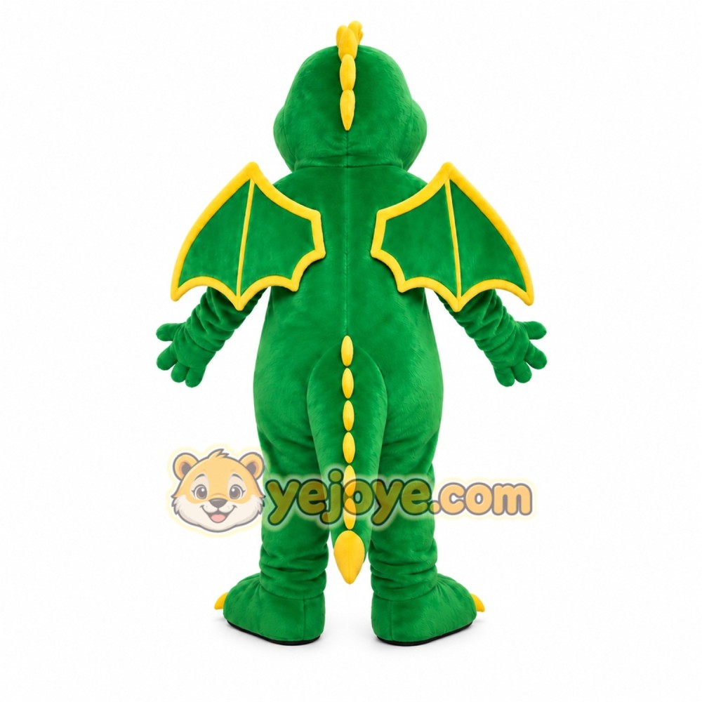 Green Dragon Mascot Costume with Custom Logo