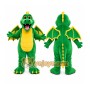 Green Dragon Mascot Costume with Custom Logo