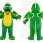 Green Dragon Mascot Costume with Custom Logo