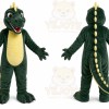 Green Dragon Mascot Costume with Custom Logo