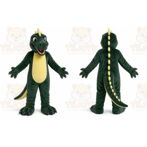 Green Dragon Mascot Costume with Custom Logo