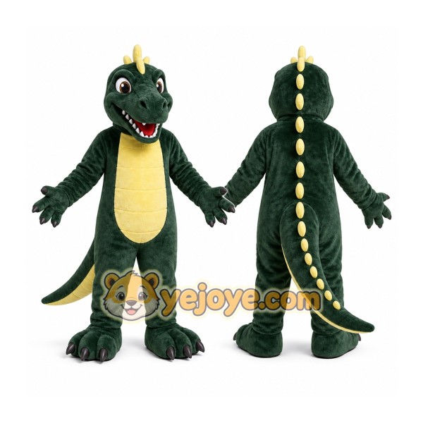 Green Dragon Mascot Costume with Custom Logo