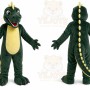 Green Dragon Mascot Costume with Custom Logo