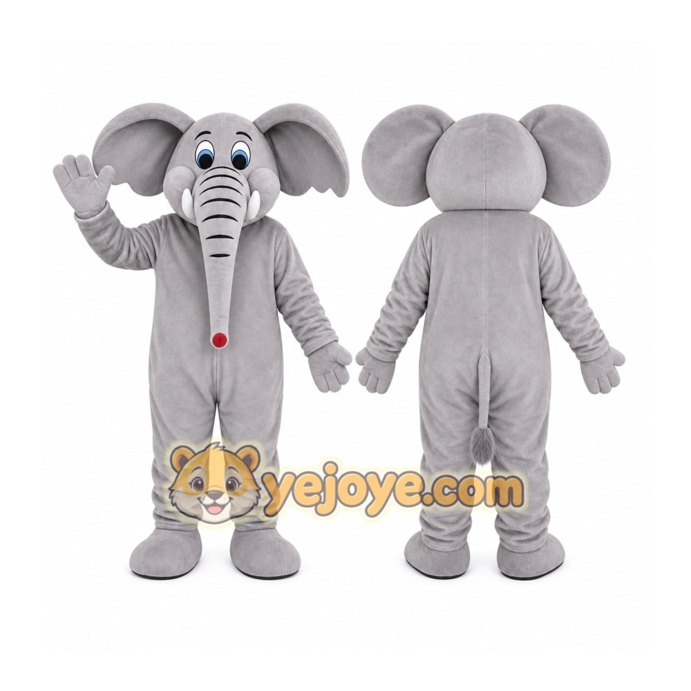 Gray Elephant Mascot Costume with Custom Logo Gray Elephant Mascot Costume with Custom Logo