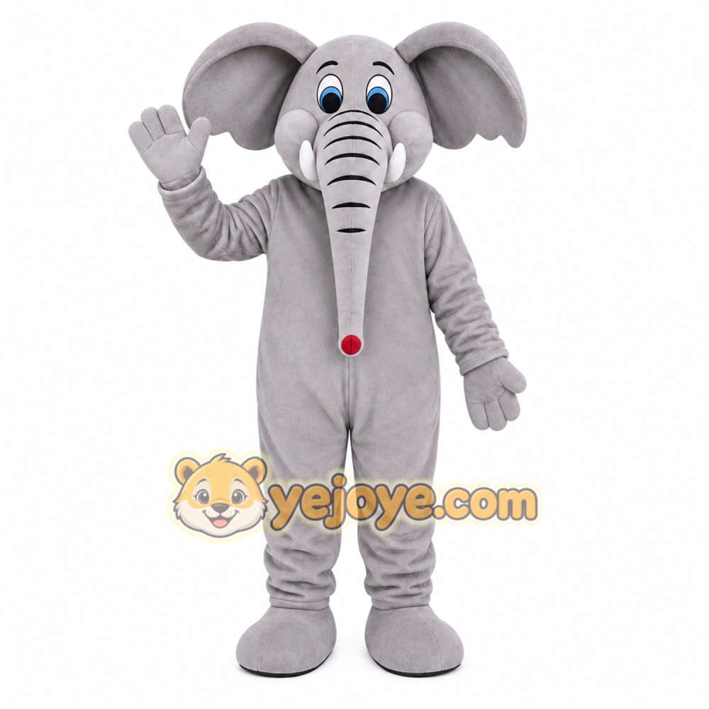 Gray Elephant Mascot Costume with Custom Logo Gray Elephant Mascot Costume with Custom Logo