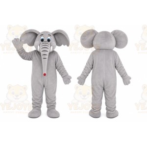 Gray Elephant Mascot Costume with Custom Logo