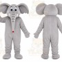 Gray Elephant Mascot Costume with Custom Logo