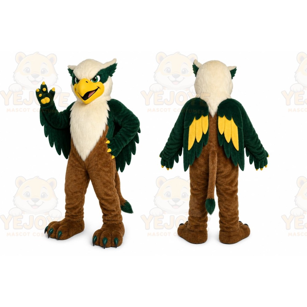 Brown Griffin Mascot Costume with Custom Logo