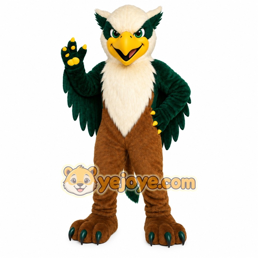 Brown Griffin Mascot Costume with Custom Logo