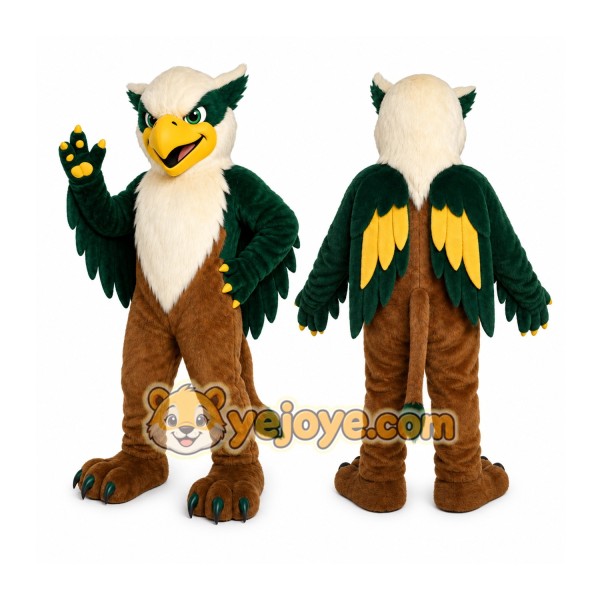 Brown Griffin Mascot Costume with Custom Logo