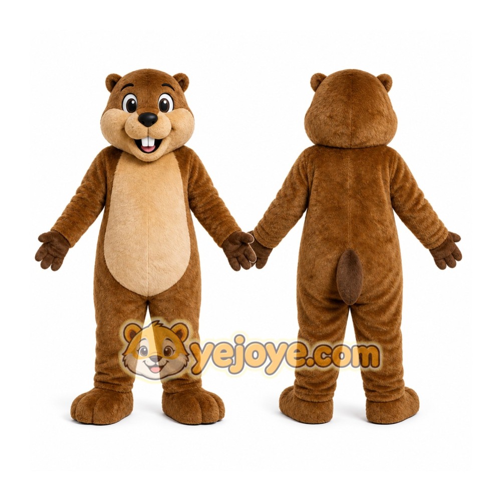 Brown Beaver Mascot Costume with Custom Logo Brown Beaver Mascot Costume with Custom Logo