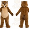 Brown Beaver Mascot Costume with Custom Logo