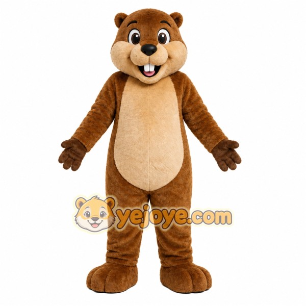 Brown Beaver Mascot Costume with Custom Logo