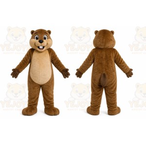Brown Beaver Mascot Costume with Custom Logo