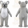 Gray Koala Mascot Costume with Custom Logo