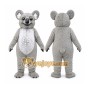 Gray Koala Mascot Costume with Custom Logo