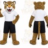 Yellow Leopard Mascot Costume with Custom Logo