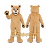 Tan Cougar Mascot Costume with Custom Logo
