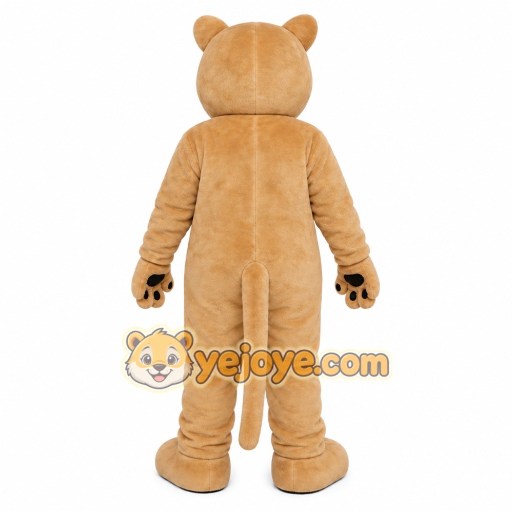Tan Cougar Mascot Costume with Custom Logo Tan Cougar Mascot Costume with Custom Logo